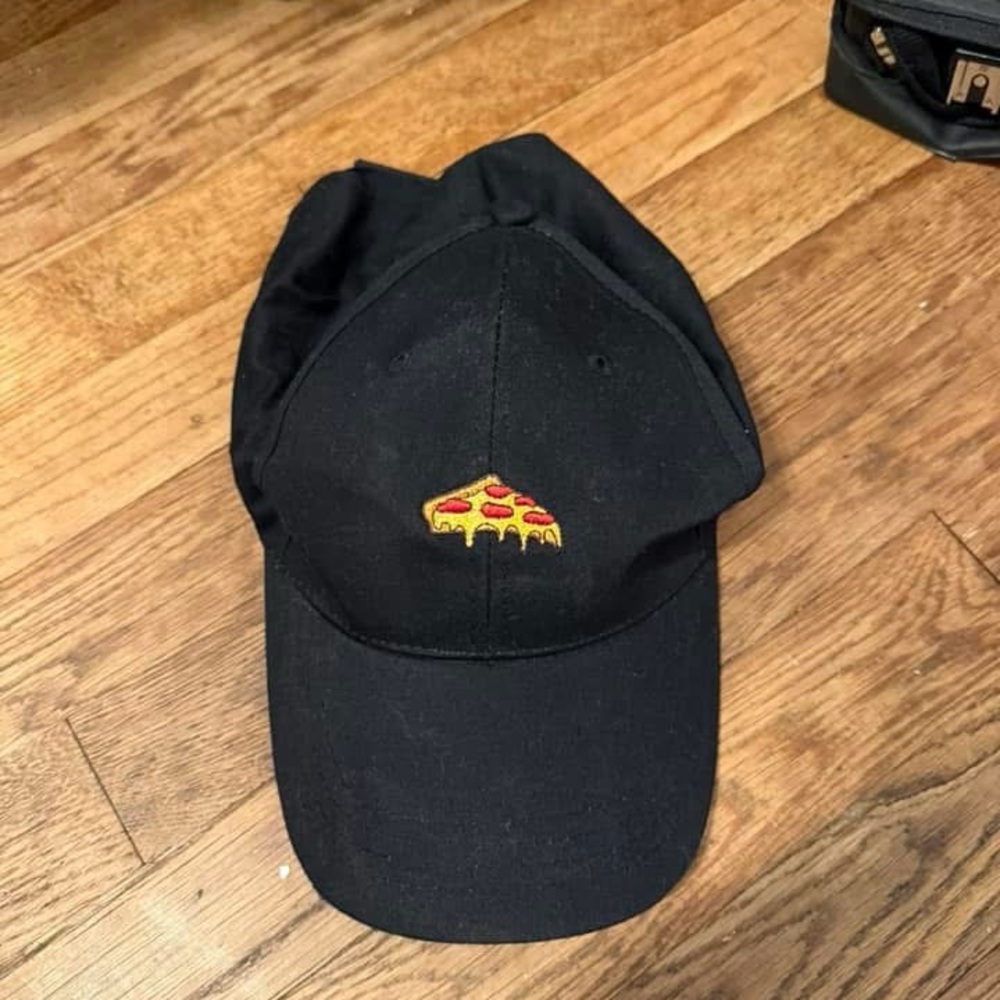 Black Cap with Pizza Slice Embroidery